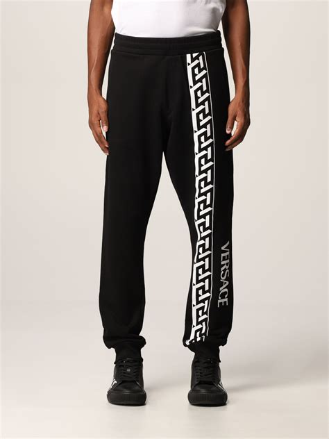 stretch versace black mens b pants|versace pony effect pants.